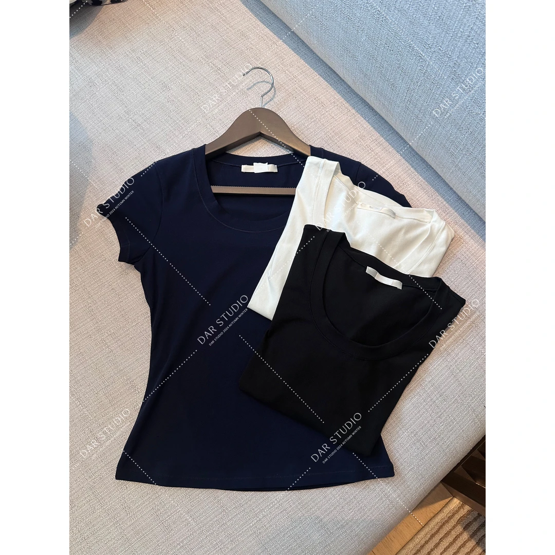 DAR STUDIO 深圳货【极简U领】2025秋季新款显瘦百搭短袖T恤88499