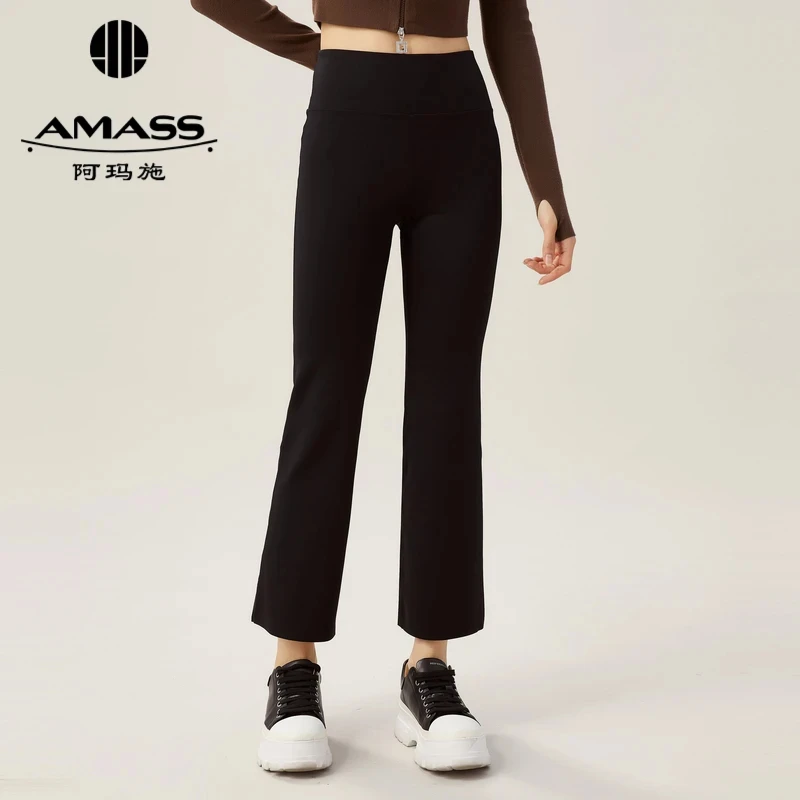 AMASS/阿玛施招牌瑜伽裤高腰人鱼裤复古显瘦微喇九分裤女5100490