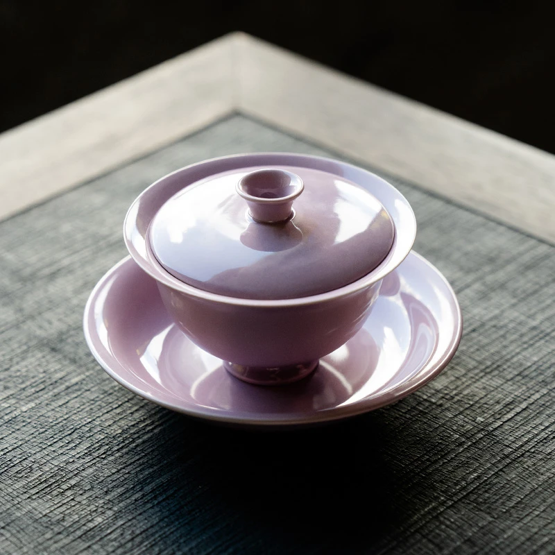 赞朴紫气东来三才盖碗茶杯陶瓷功夫茶具壶承泡茶碗带盖单个不烫手