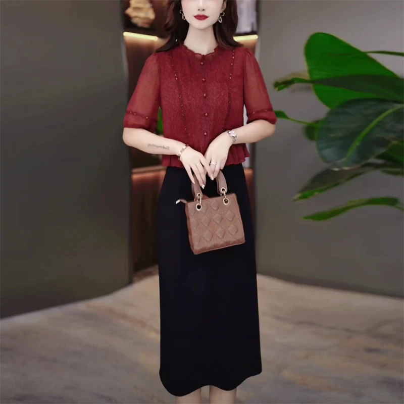 优雅时尚气质减龄修身显瘦大气收腰休闲轻熟风妈妈装中长款连衣裙