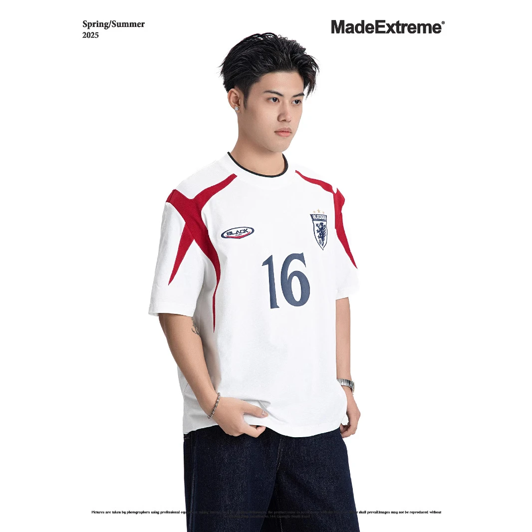 MADEEXTREME美式复古街头风小众高级感短袖足球服男女新款夏季