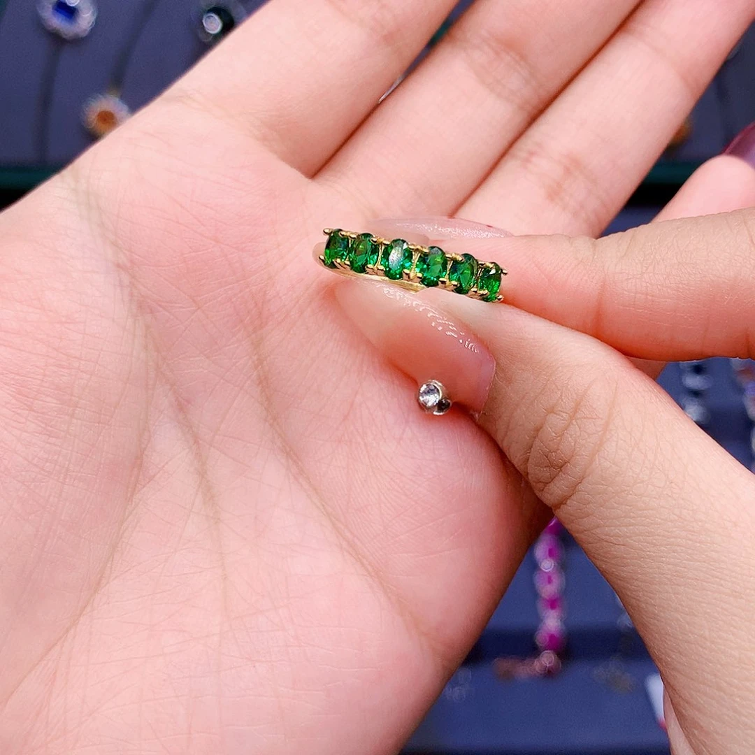 祖母绿戒指银S925镶嵌