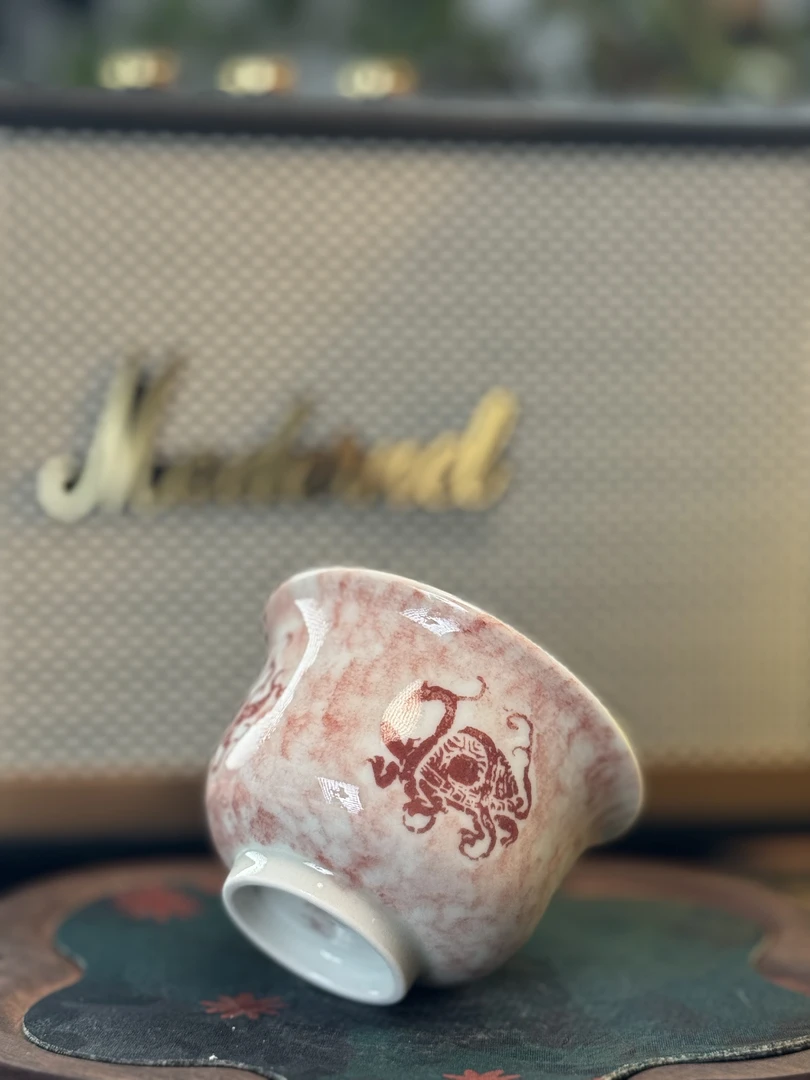 A160【蜕观堂】景德镇手工手绘拓片小炉士杯  50ml