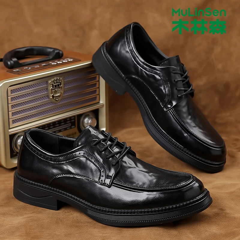 木林森男士皮鞋办公室休闲男鞋正装新郎婚鞋西装鞋秋季伴郎鞋软底