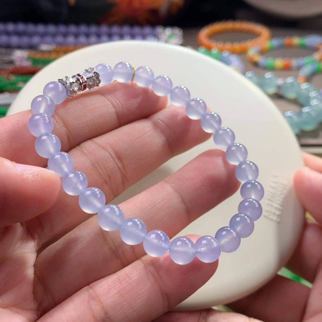 未镶嵌手链翡翠高冰仙紫手串 卡6.6