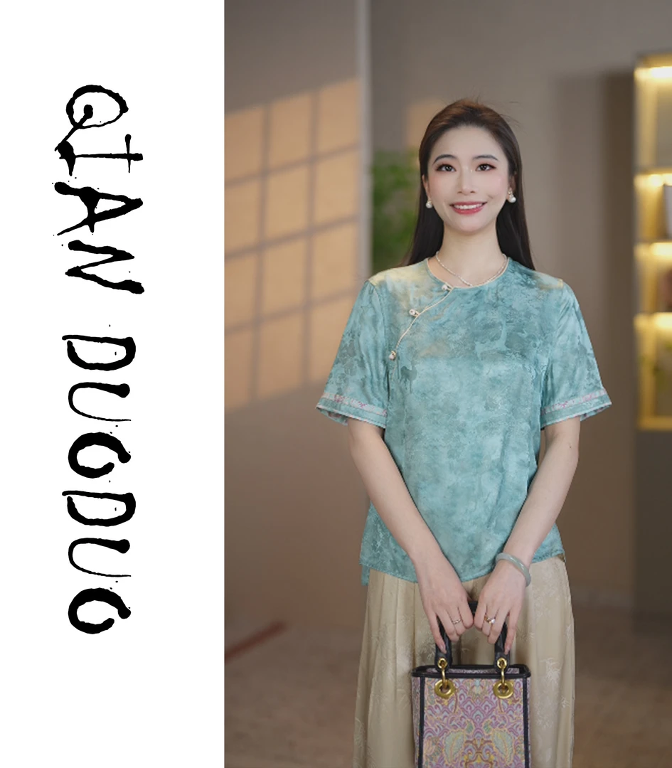 锦丝院 微瑕【小鹿森林】新中式小鹿双面双穿袖新款轻上衣661631