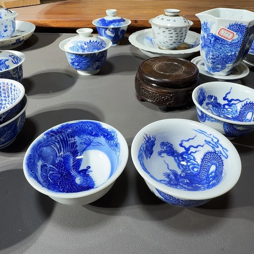 梦***瑟泥塑龙凤呈祥主人杯一对