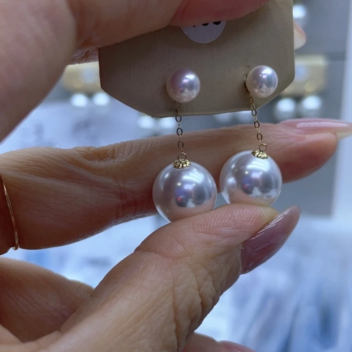 淡水珍珠耳饰18K金镶嵌