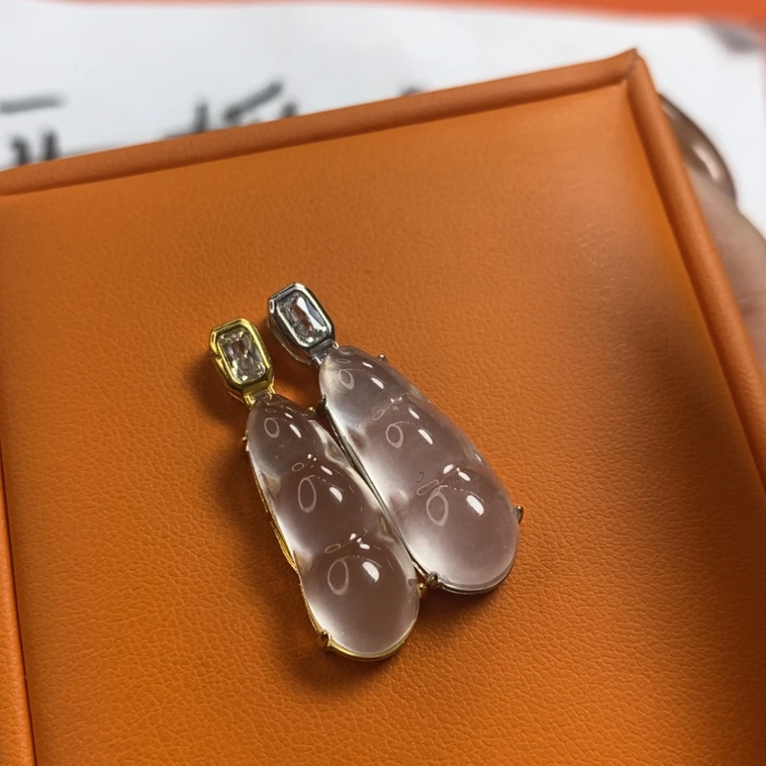 石英质玉颈饰银S925镶嵌豆子