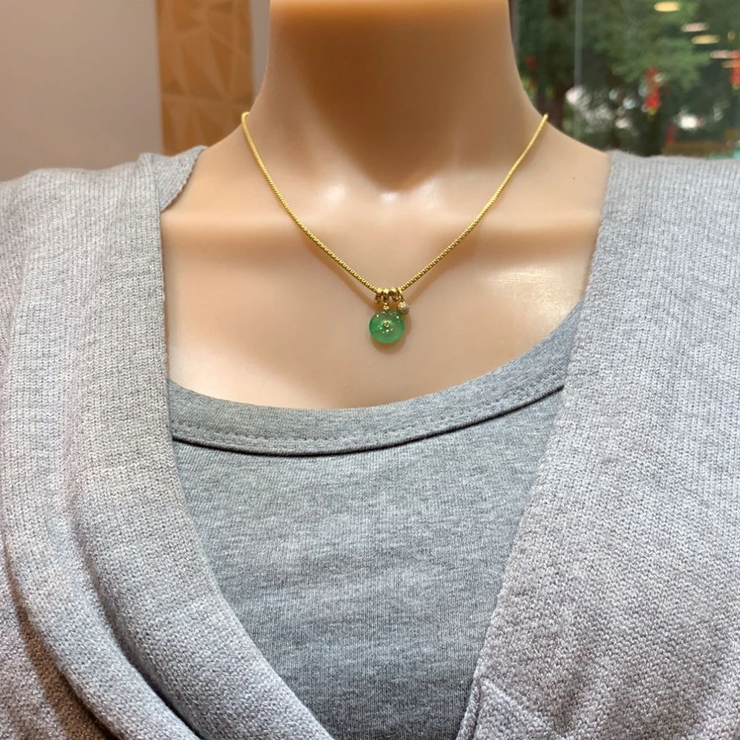 翡翠18K金镶嵌颈饰项链