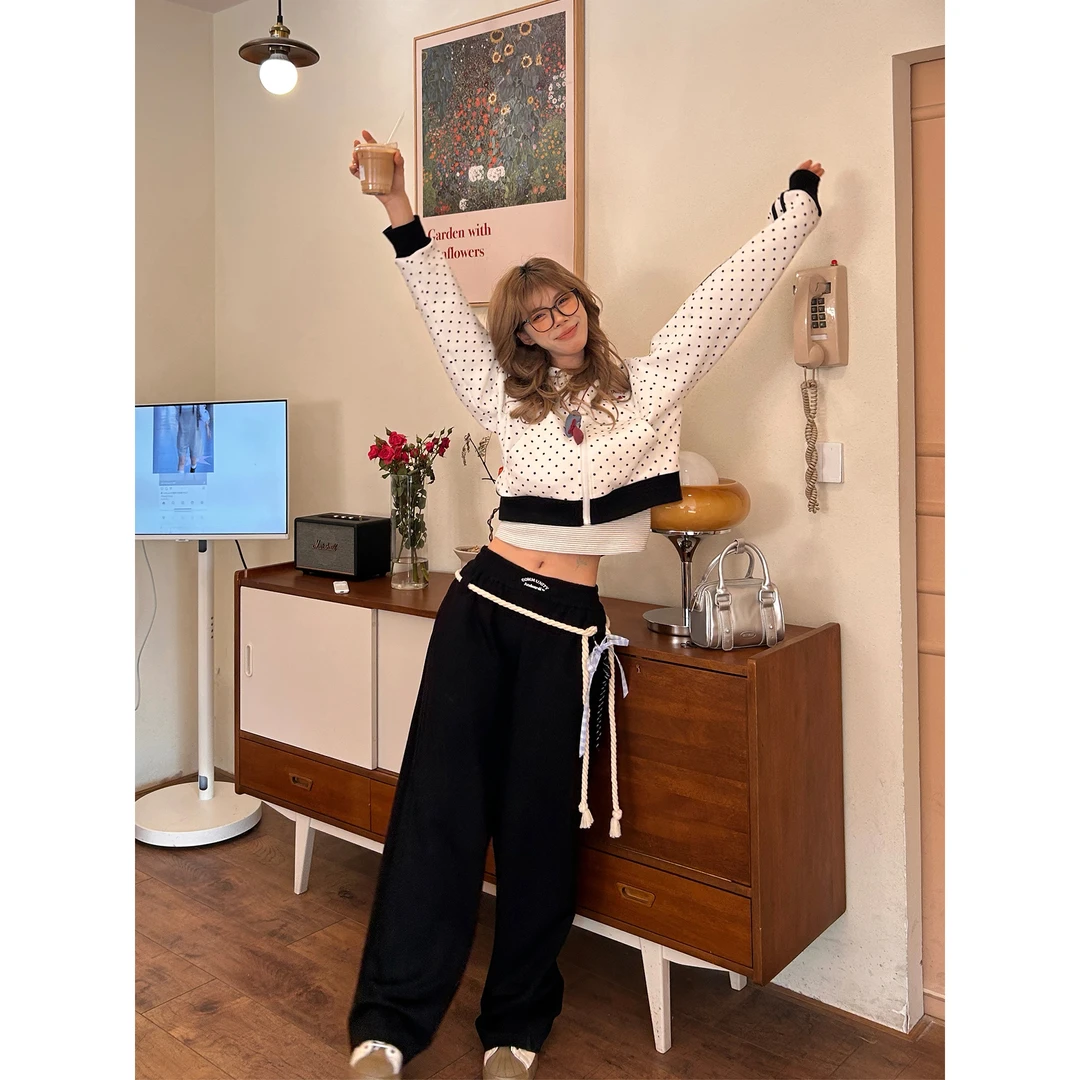 ANDEARDI早春宽松休闲直筒裤抽绳百搭长裤