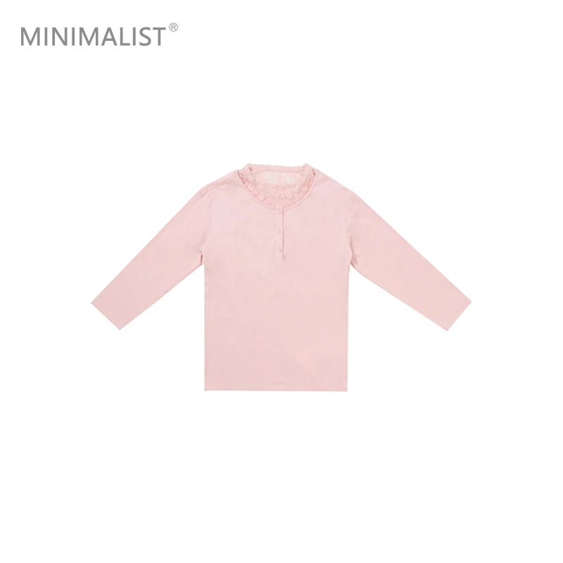 极限民《茉问》春季拼接蕾丝领口假两件设计长袖T恤F5102F0704