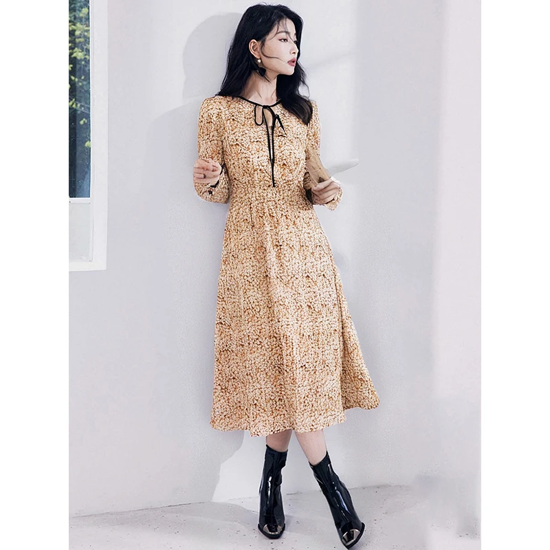 26337【碧旗下E系列】碎花复古连衣裙YN43594