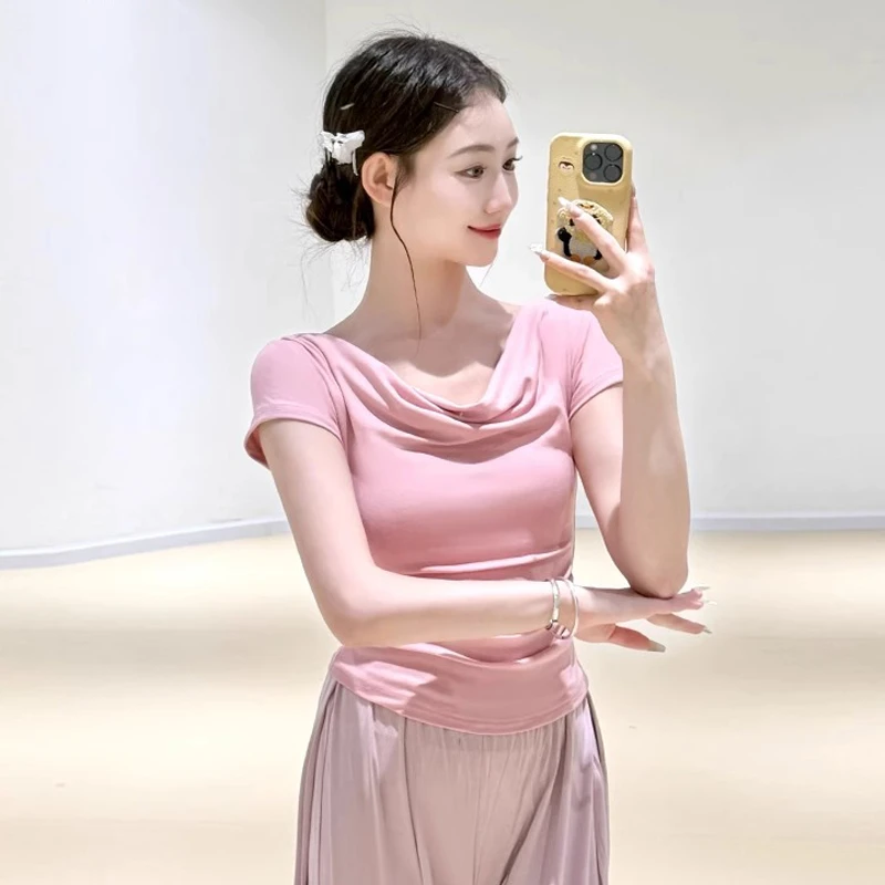 舞蹈上衣女款新款现代舞短袖2025新款芭蕾舞形体夏天古典舞练功服