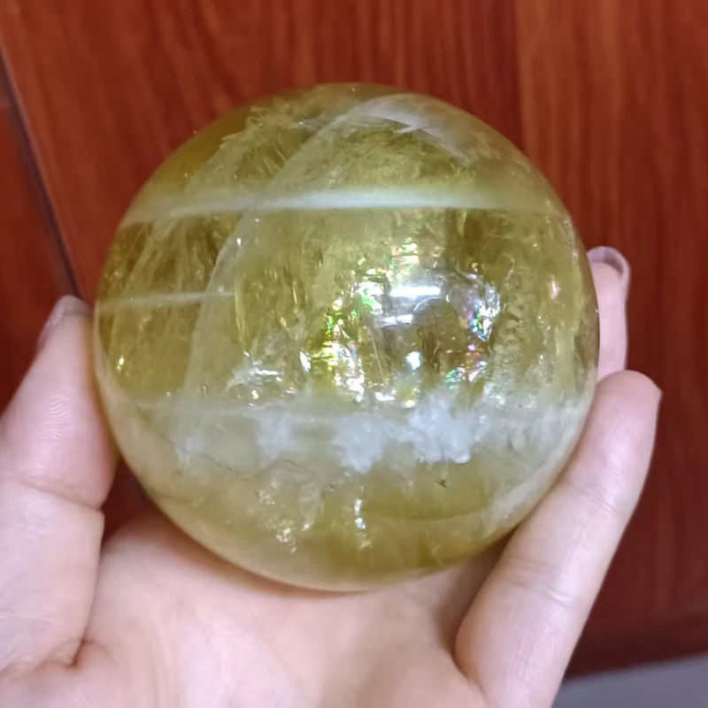 （H1640）天然黄水晶球摆件原石正品官方旗舰店抖音基地鉴定