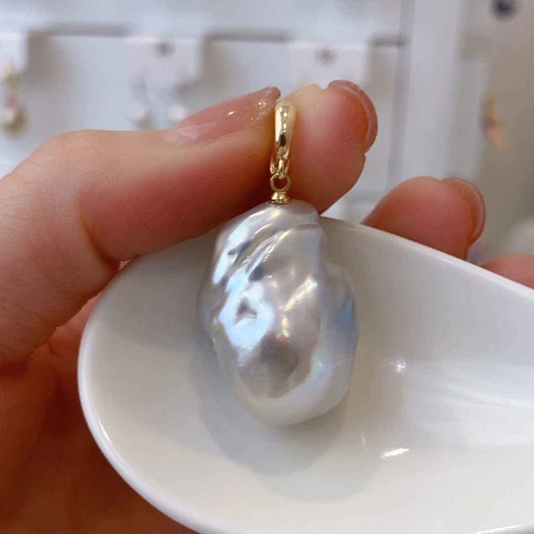 淡水珍珠天然珍珠巴洛克银S925镶嵌某****》
