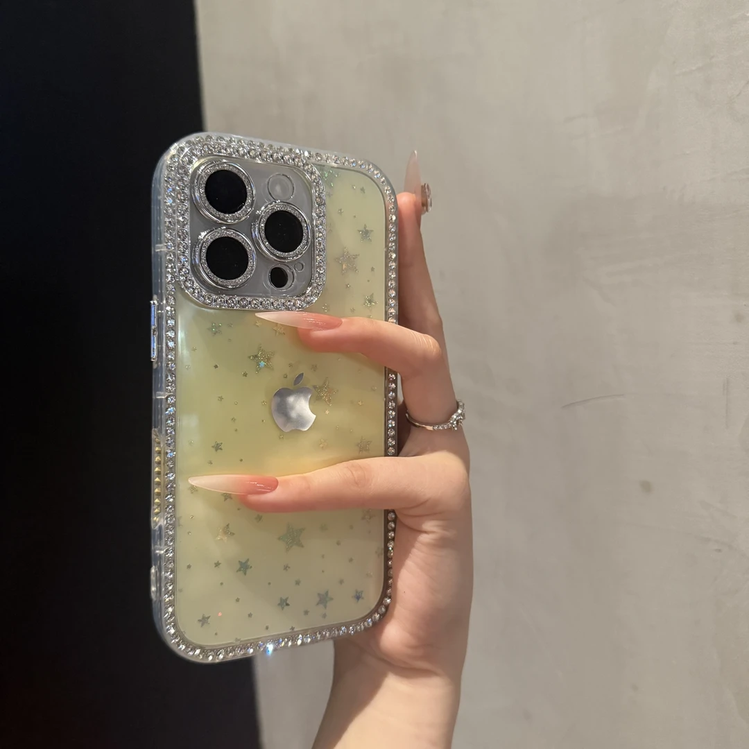 高颜值渐变星星适用苹果16promax手机壳时尚iPhone15气质14个性13