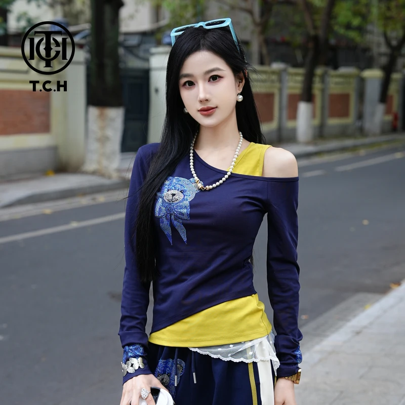 TCH现货私服烫钻25年春夏休闲时尚运动套装女T75A07E5009轻奢tch