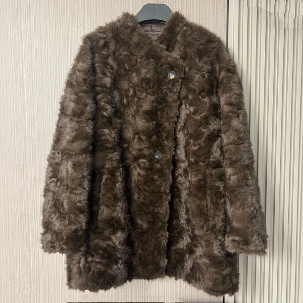 人造皮草 双面双穿外套秋冬季保暖中长款大气老钱风气质大衣女