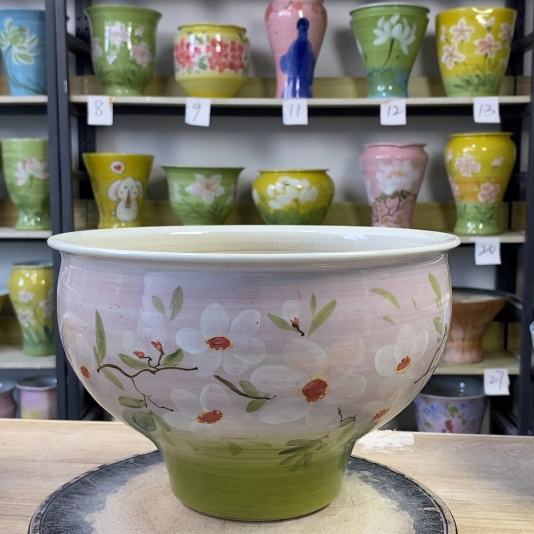 景德镇手工手绘陶瓷花盆