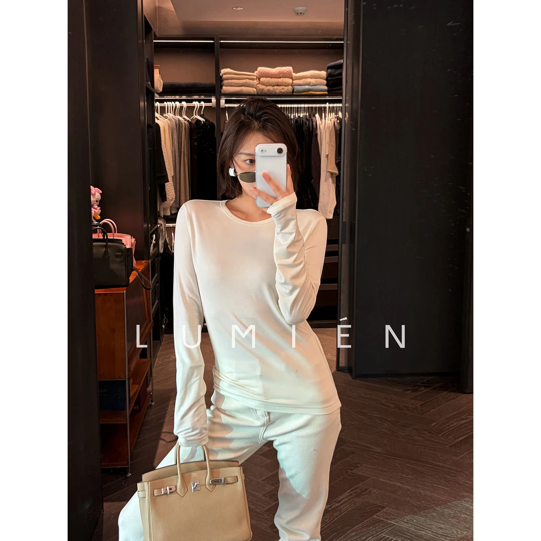 【LUMIEN 新品】云朵触感羊毛混纺圆领百搭长袖打底衫T恤LX5KTT309