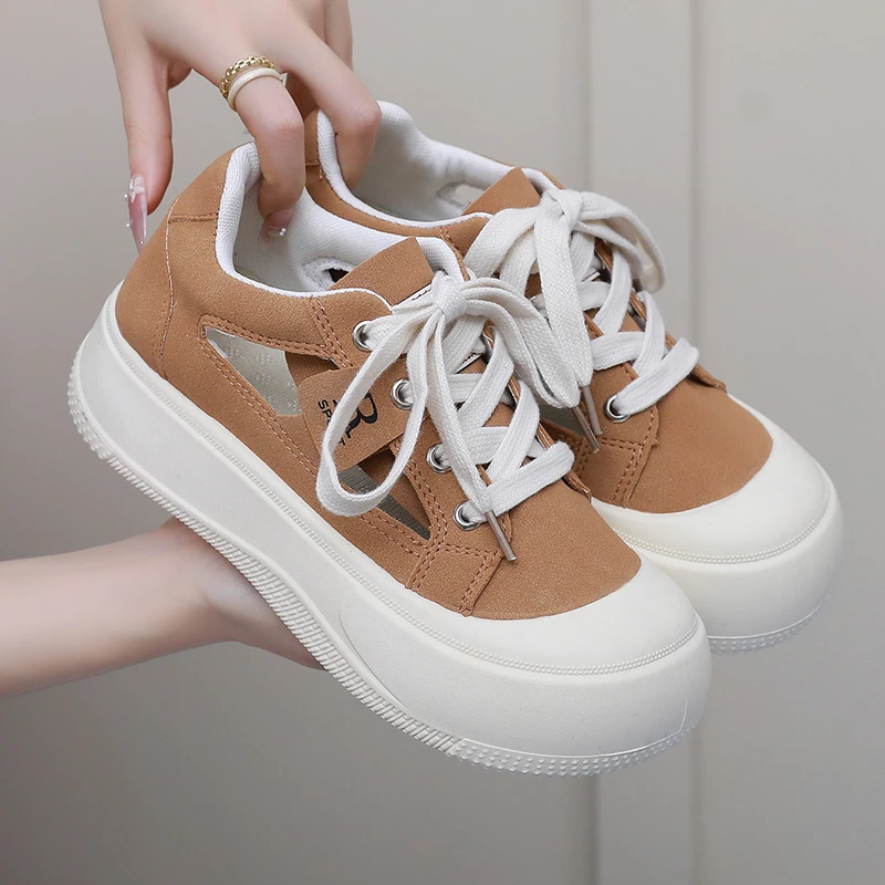 夏季镂空透气女鞋网红潮流爆款松糕鞋厚底增高时尚百搭休闲鞋单鞋