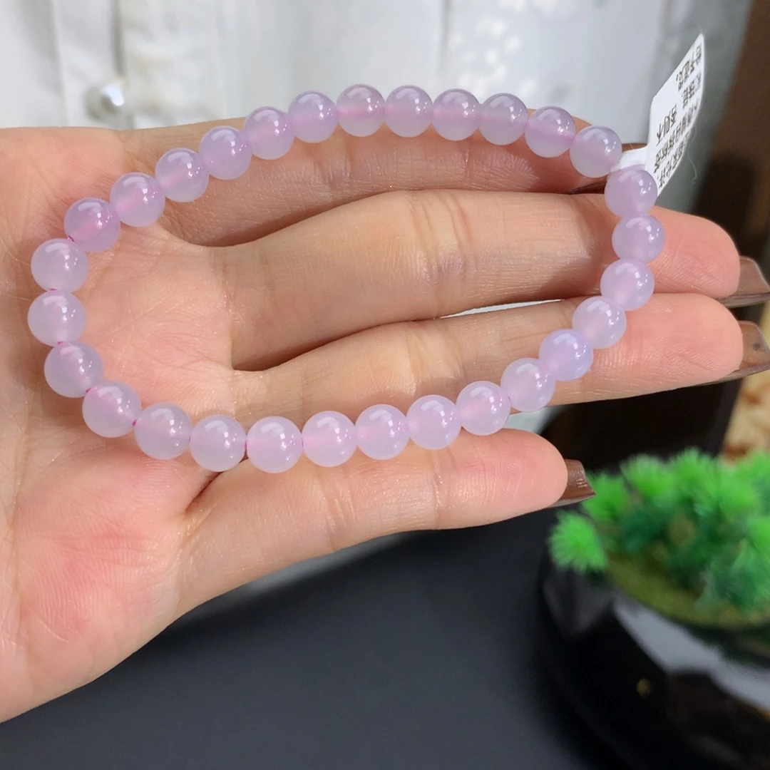 未镶嵌手串翡翠卡6冰胶淡淡粉紫手串