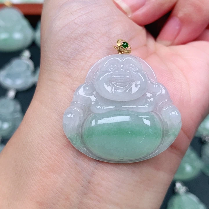 翡翠18K金镶嵌吊坠(不含链)