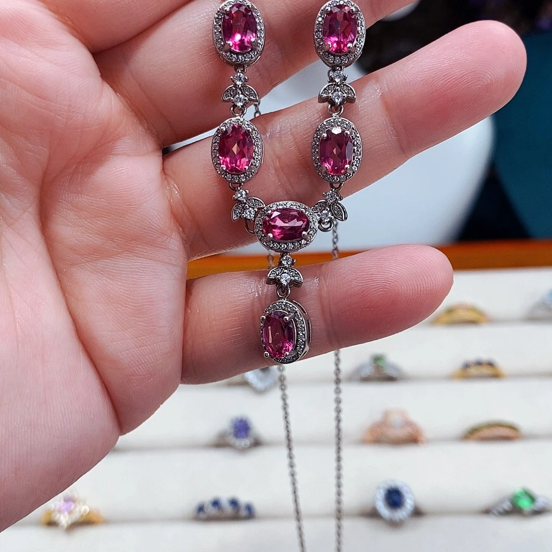 托帕石颈饰银S925镶嵌