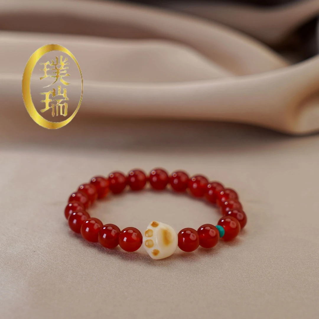 宫廷天然红玛瑙菩提猫抓手链 多样性发一 SL347