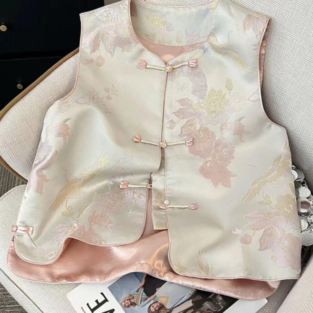 新中式马甲坎肩小背心女装夏季复古国风盘扣春秋外搭马夹上衣