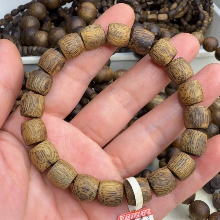 生***丑沉香碎屑沉香白奇楠沉香鼓珠单圈10克