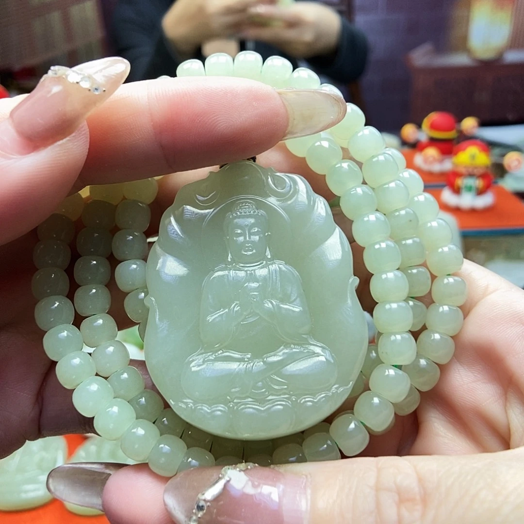 颈饰未镶嵌和田玉大日如来属羊属猴