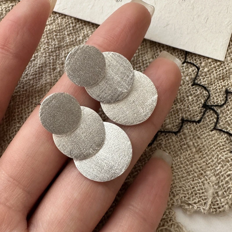 925银耳饰 韩版小众设计感片片拉丝简约耳环韩系时尚个性轻奢耳钉