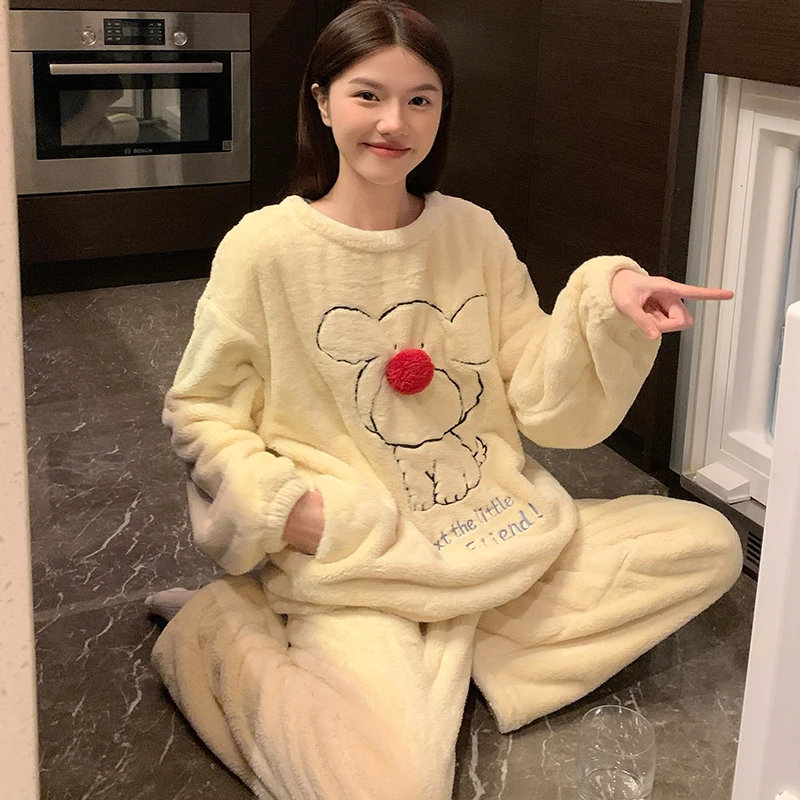 睡衣女大童秋冬季2025新款13加厚16珊瑚绒15岁女孩12初中生家居服