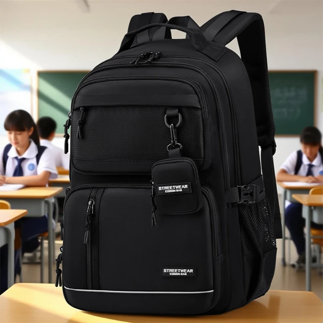 Edison爱迪生高中生书包大容量反光护脊防泼水中学生双肩背包