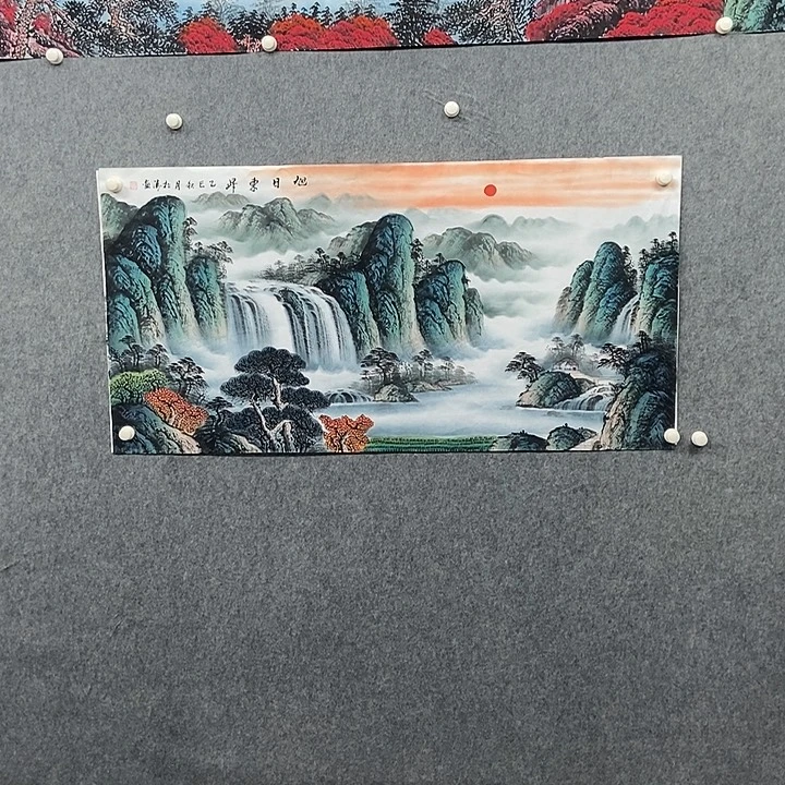 国画四尺青绿一副