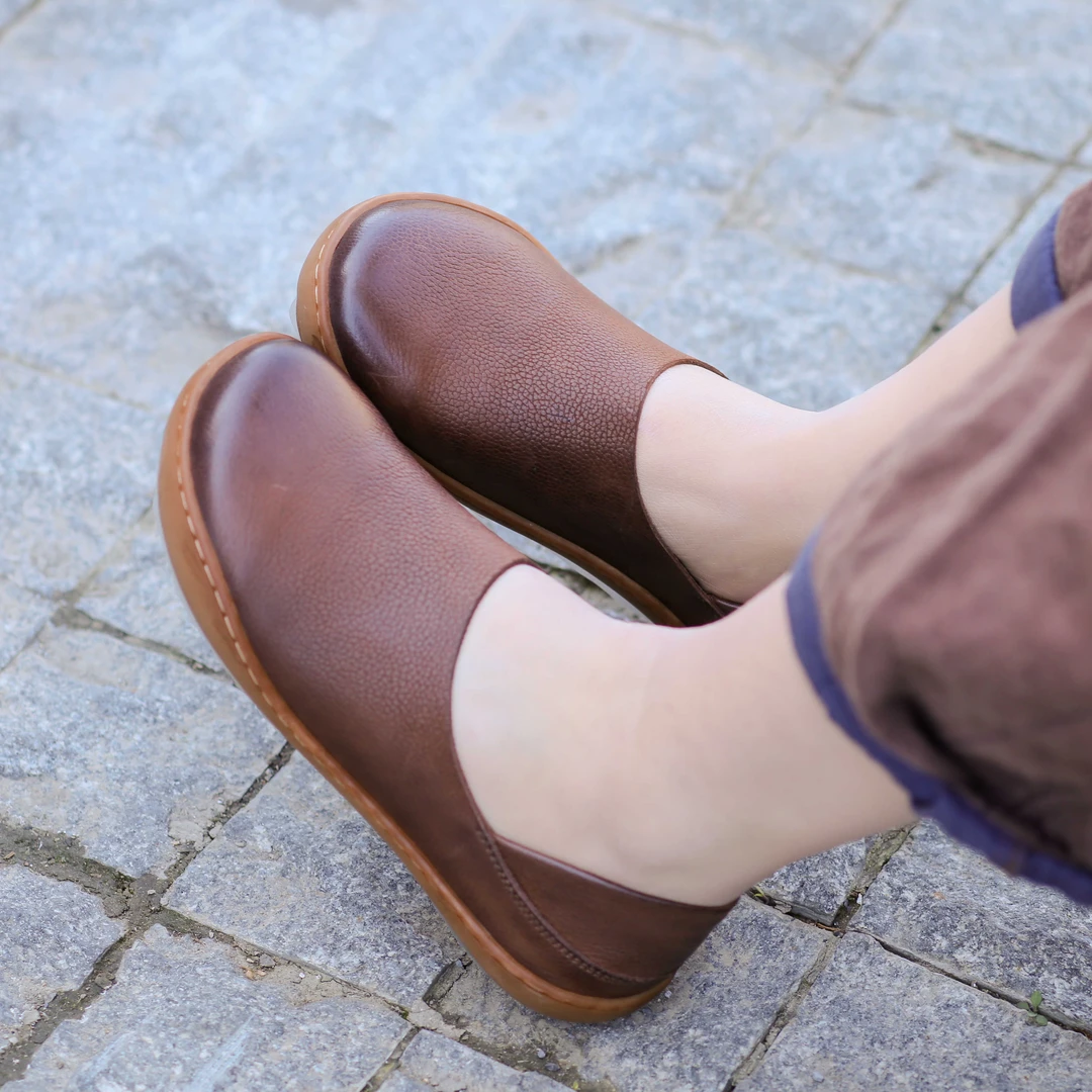 79-1 朴艺春季复古风一脚蹬牛皮单鞋两穿软底缝制懒人休闲单鞋