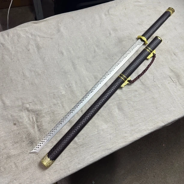 2140 龙泉昊天宝剑高猛钢唐横刀包皮鞘未开刃