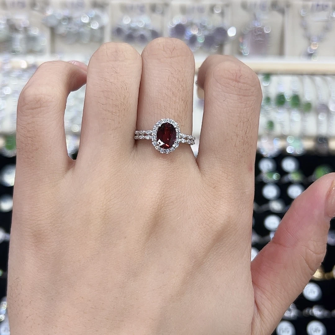 红宝石银S925镶嵌戒指