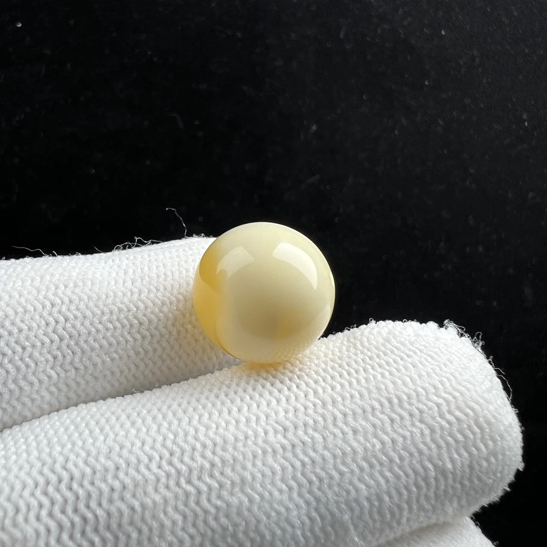 M6770天然俄料蜜蜡 白蜡妖花圆珠单珠15mm 支持鉴定假一罚四