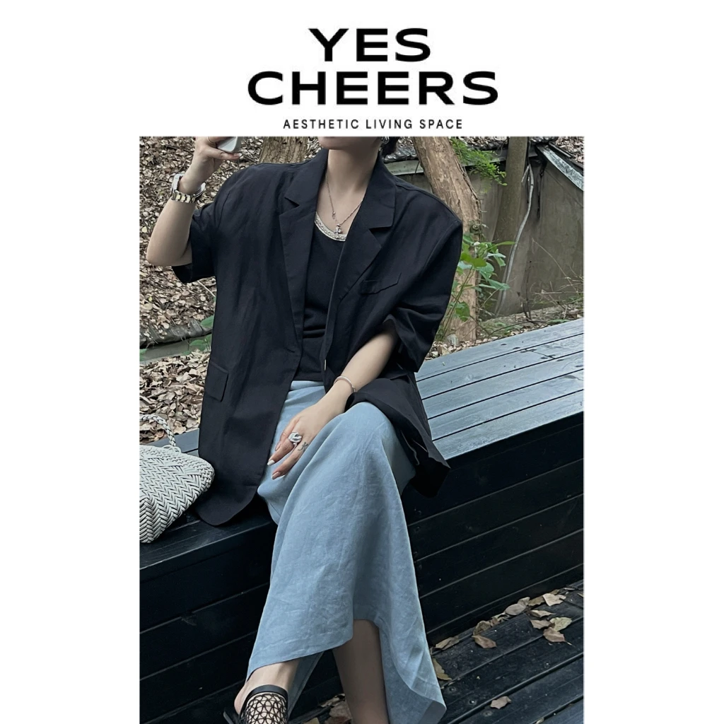 悦是YESCHEERS【万能公式】翻领棉麻西装 8343