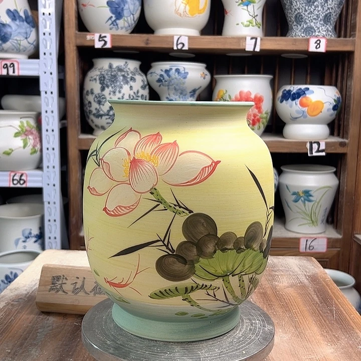 陶冬瓜高27黄荷花陶瓷