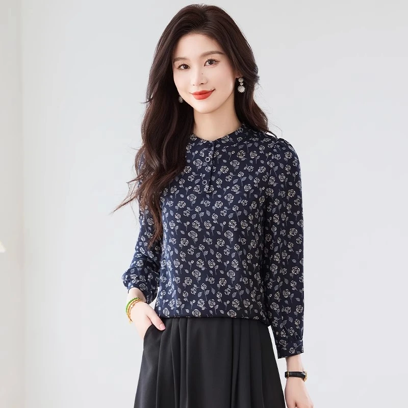 普宁衬衫女2025新款轻奢高级感春夏贵夫人品牌阔太太上衣雪纺小衫