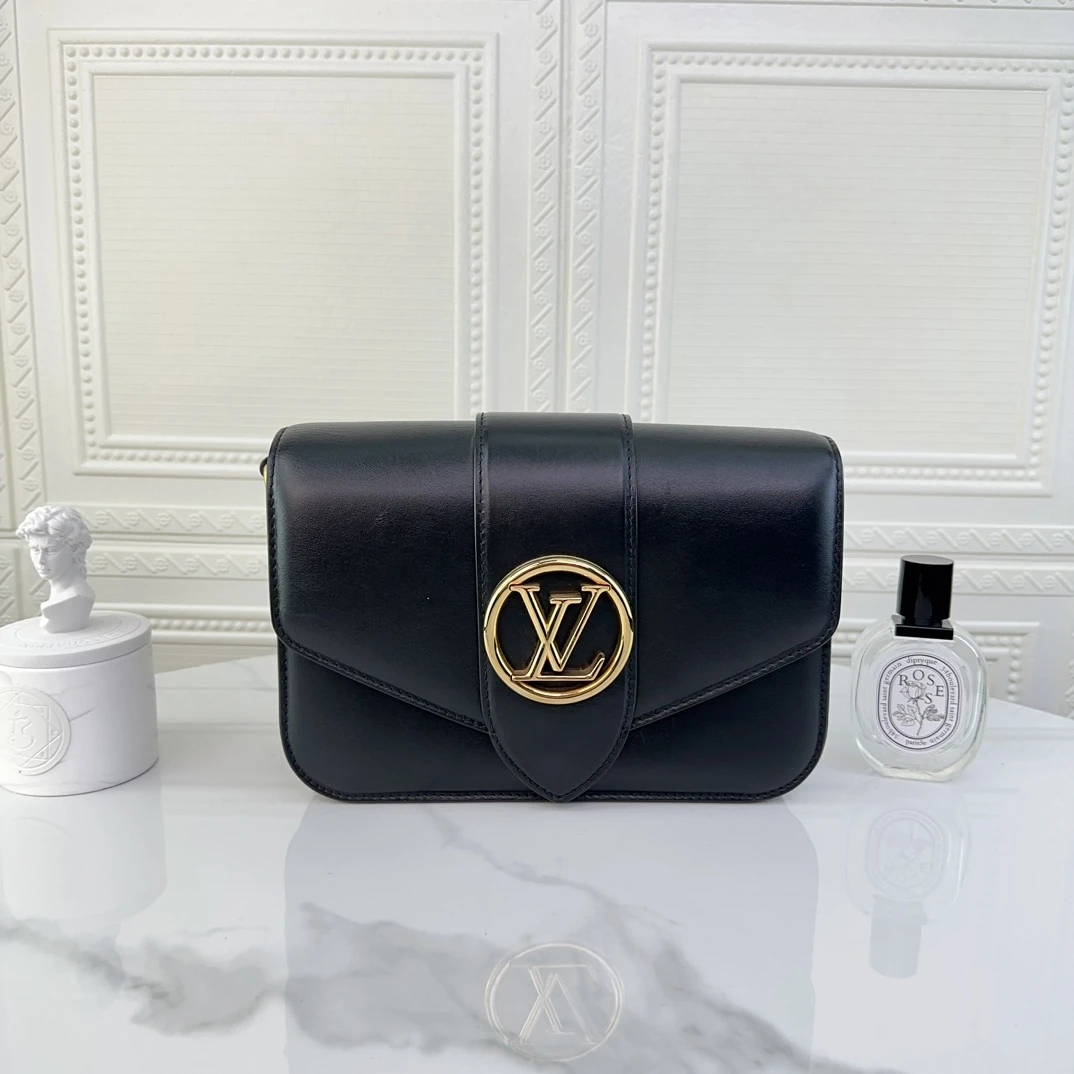 99新 LV 路易威登pont9牛皮包 单肩斜挎包黑色女士时尚