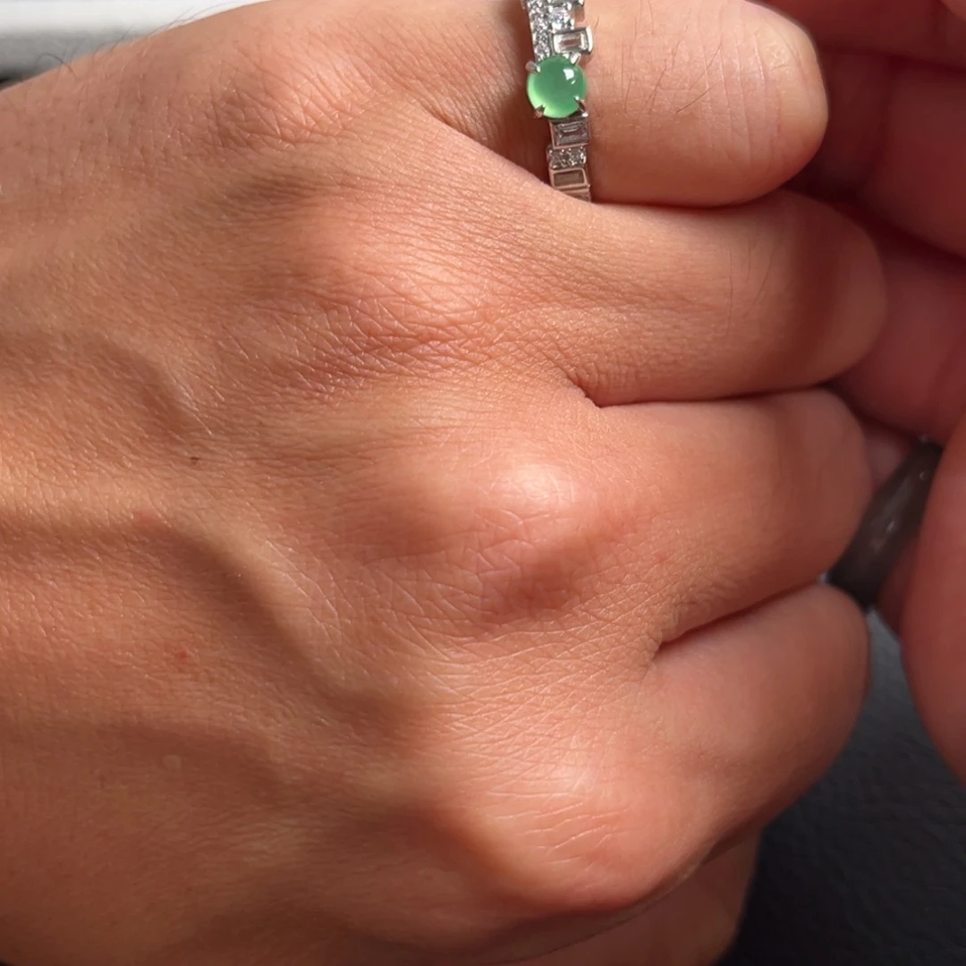 银S925镶嵌戒指翡翠缅甸翡翠A货