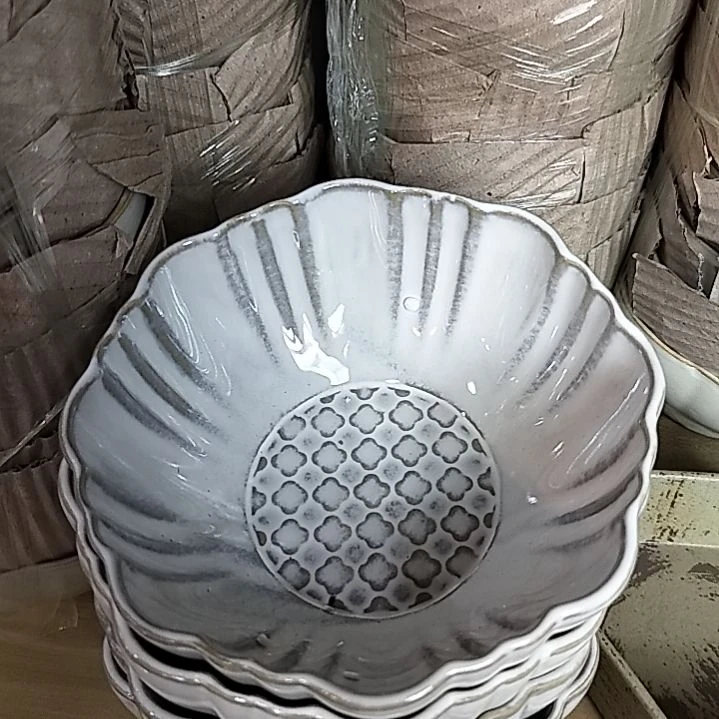 瓷片微瑕太阳花米饭碗四个一组