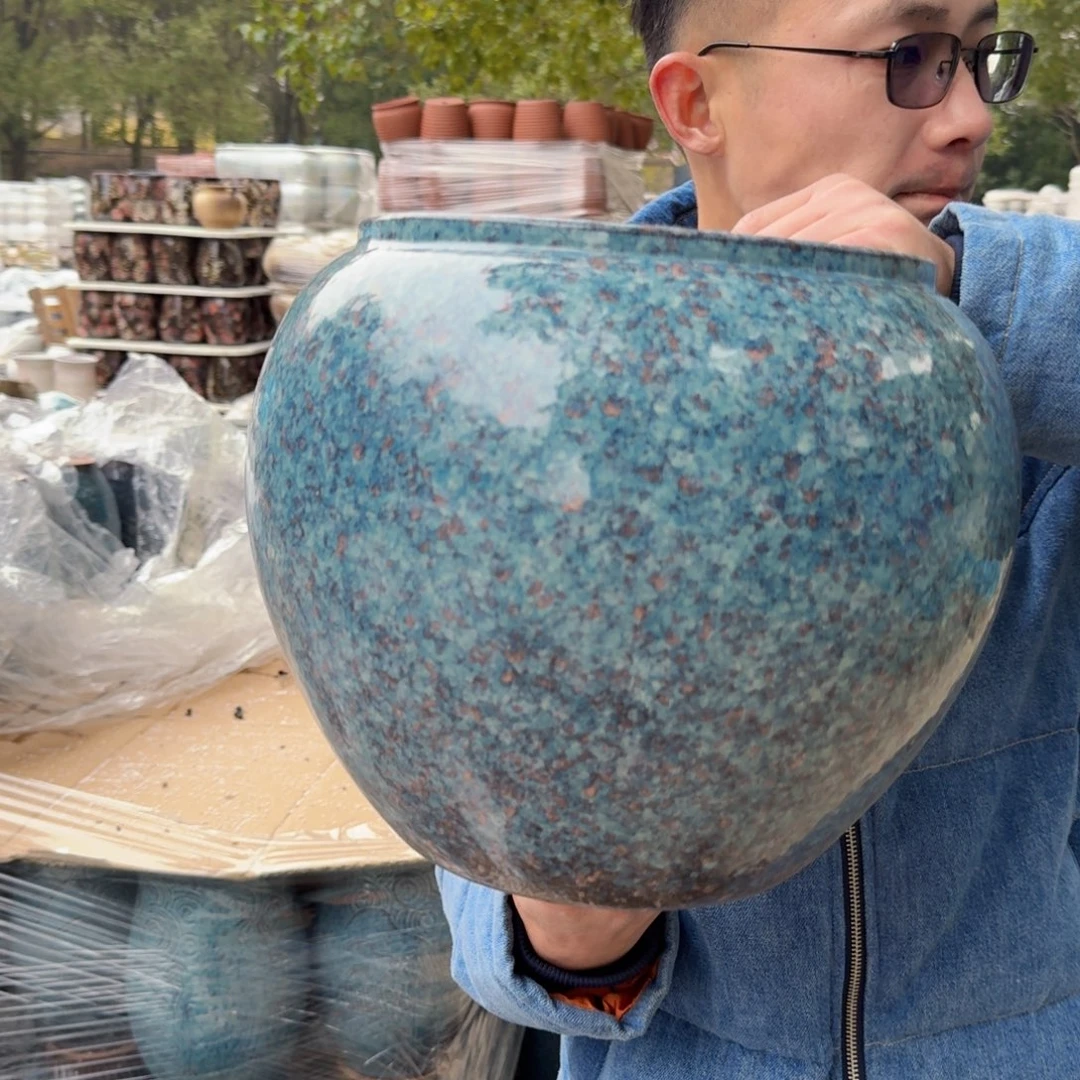 紫砂摆件口22高26（一个球蓝色