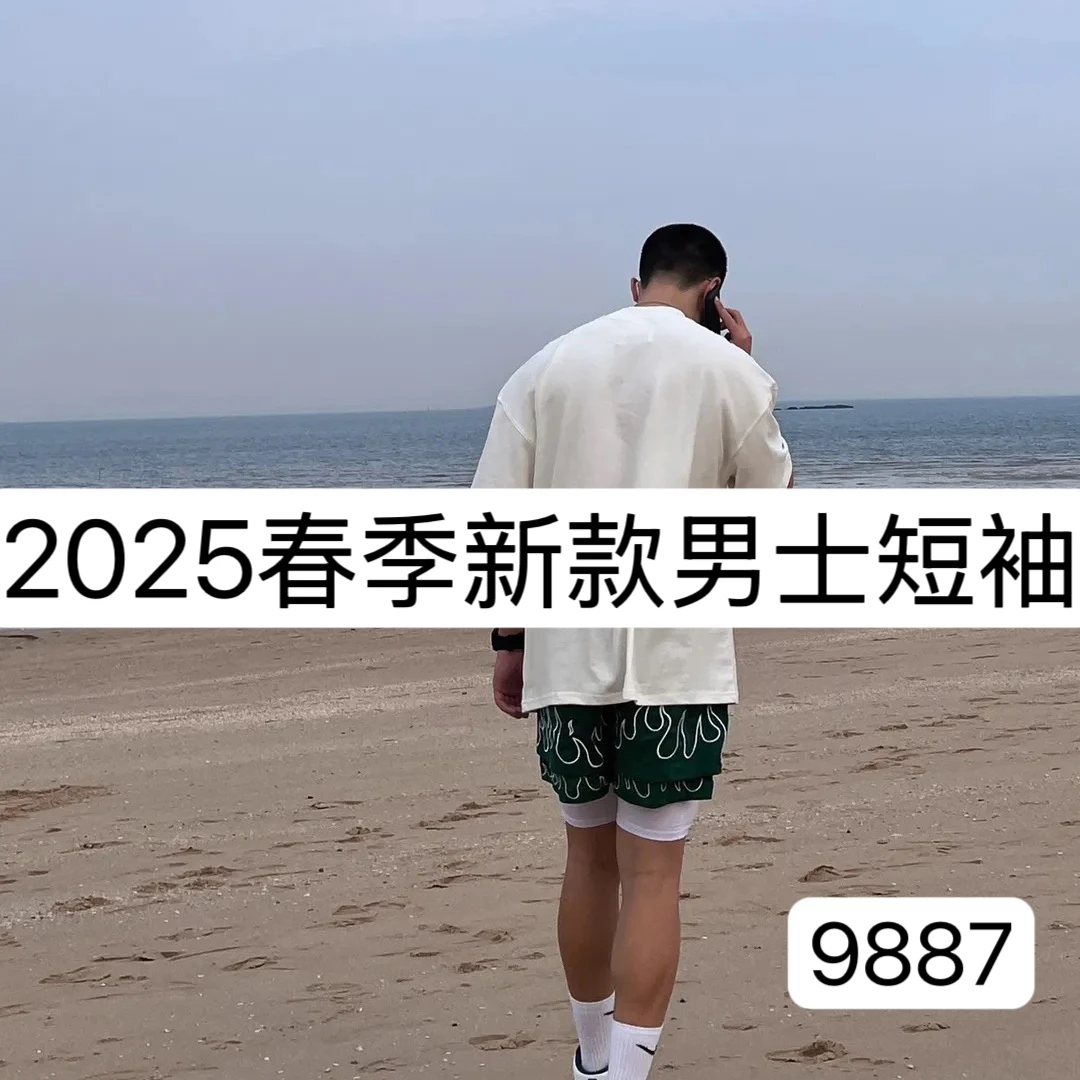 【JING】9887-春季新款男士休闲百搭上衣修身圆领打底半袖 2-12B