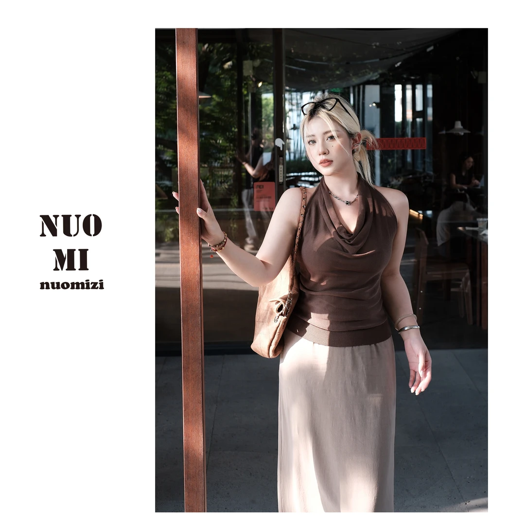 ZOZ糯米子[气质姐姐]穿上就是气质姐姐荡领挂脖上衣设计小众背心